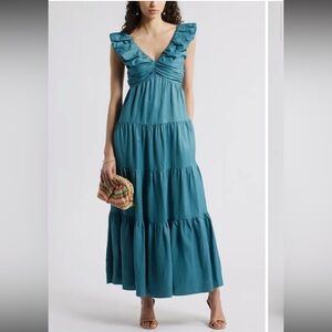 Nordstrom Teal Ruffle Maxi Dress